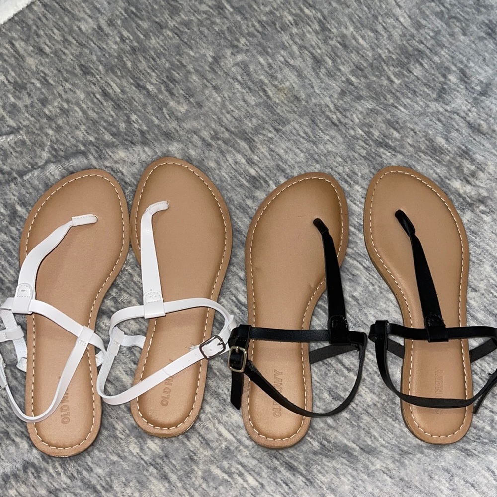 White and black sandals